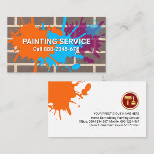 Brick Wall Splattered Paint Painting Visitekaartje