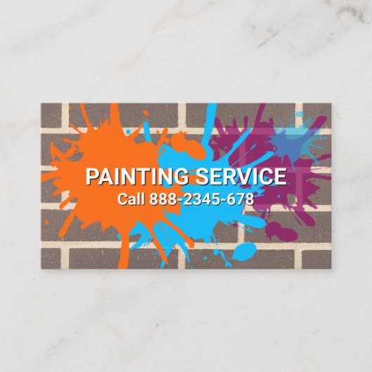 Brick Wall Splattered Paint Painting Visitekaartje (Voorkant)