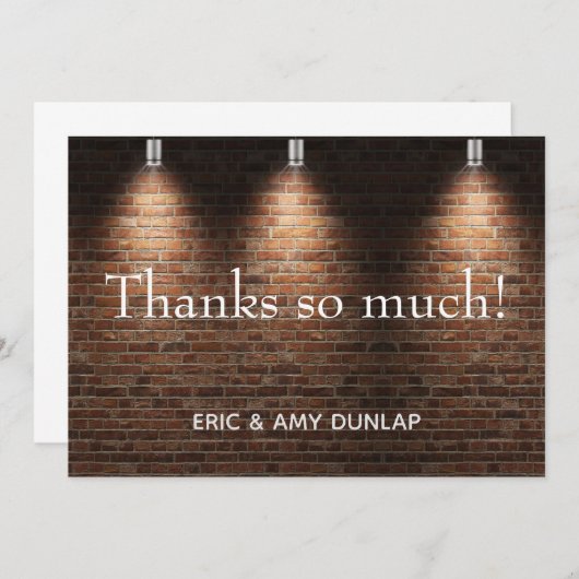 Brick Wall Spotlight Weddenschap Gepersonaliseerd Bedankkaart (Voorkant / Achterkant)