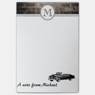 Brick wall stijlvol oude auto monogram post-it® notes