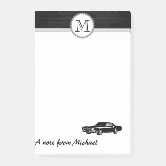 Brick wall stijlvol oude auto monogram post-it® notes (Voorkant)
