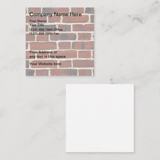 Brick Wall thema verwijderen Vierkante Visitekaartje (Voorkant / Achterkant)
