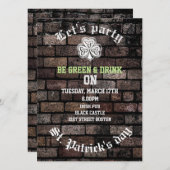 Brick wall trendy grundge Irish shamrock Kaart (Voorkant / Achterkant)