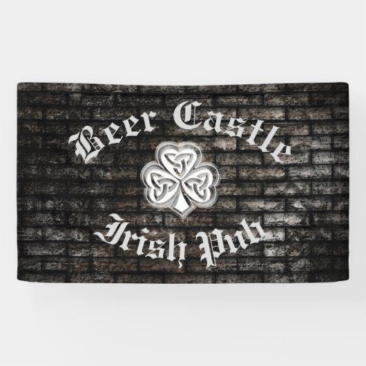 Brick wall trendy modern grundge Irish shamrock Spandoek (Horizontaal)