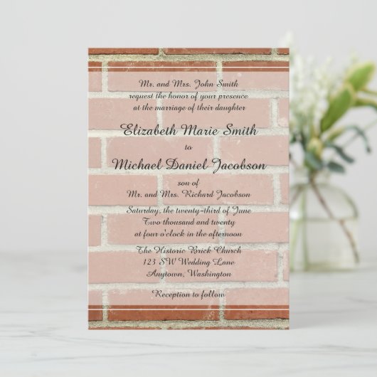 Brick Wedding Uitnodiging (Staand voorkant)