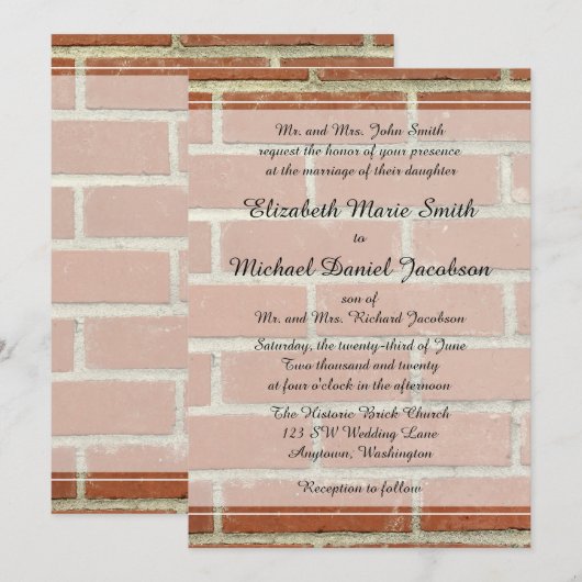 Brick Wedding Uitnodiging (Voorkant / Achterkant)