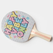 Brick with Colorful Text Saying “ Happy Vibe Only” Tafeltennisbatje (Zijkant)