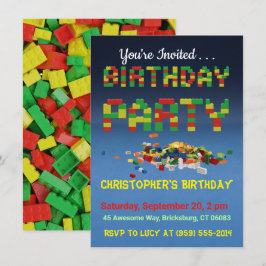 Brickbuilder Birthday Party Invitation Kaart