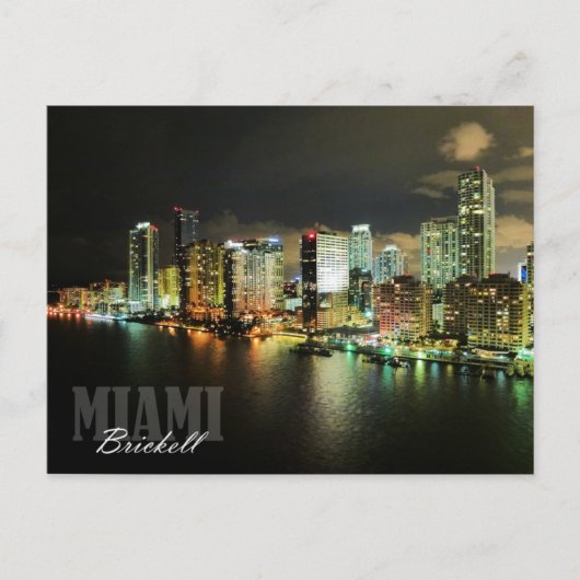 Brickell skyline 's nachts in Miami, Florida Briefkaart (Voorkant)