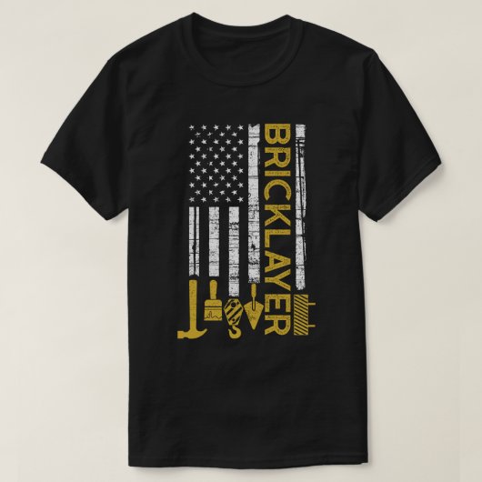 Bricklayer American Flag, baksteenbaksteen T-shirt (Design voorkant)
