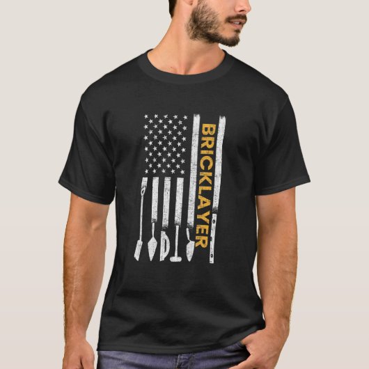 Bricklayer Amerikaanse vlag Brickmason Brick Metse T-shirt (Voorkant)