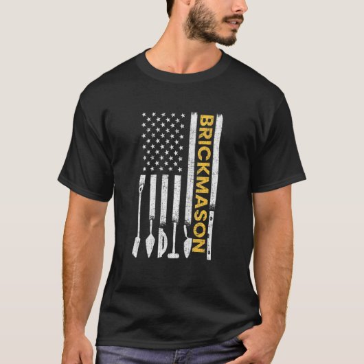 Bricklayer Amerikaanse vlag Brickmason Brick Metse T-shirt (Voorkant)