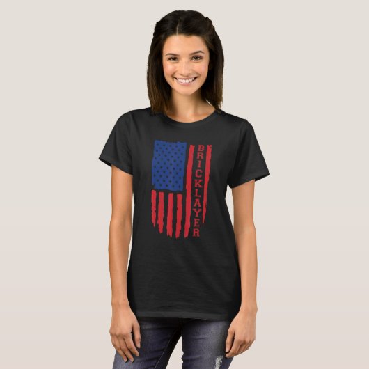 Bricklayer Amerikaanse vlag USA T-shirt (Voorkant volledig)