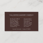 Bricklayer Brick Masonry Construction Company Visitekaartje (Achterkant)