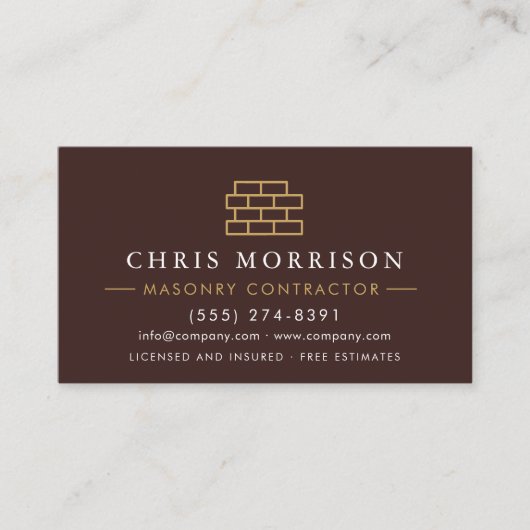 Bricklayer Brick Masonry Construction Visitekaartje (Voorkant)