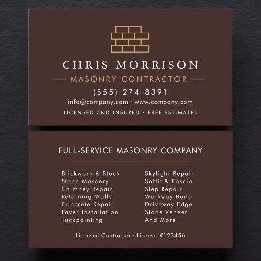 Bricklayer Brick Masonry Construction Visitekaartje