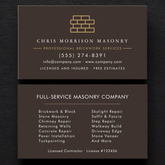 Bricklayer Brick Masonry Contractor Company Visitekaartje