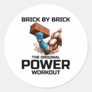 Bricklayer Bricklay Humor Power Workout Grappig Ronde Sticker