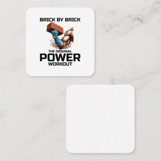 Bricklayer Bricklay Humor Power Workout Grappig Vierkante Visitekaartje (Voorkant / Achterkant)