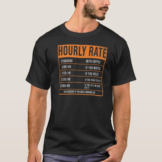 Bricklayer Hourly Rate Idea For Brickie ON REAR &  T-shirt (Voorkant)
