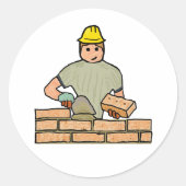 Bricklayer Ronde Sticker (Voorkant)