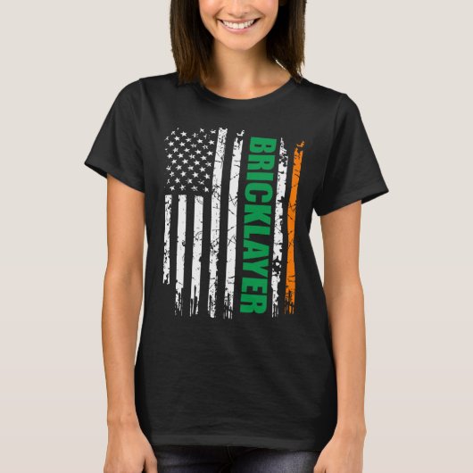 Bricklayer USA Flag Irish St Patrick Day T-shirt (Voorkant)
