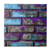 Bricks Blue en Paars getextureerd Tegeltje (Voorkant)