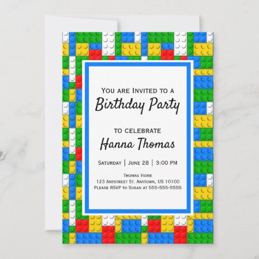 Bricks Construction Speelgoed Birthday Kaart (Voorkant)