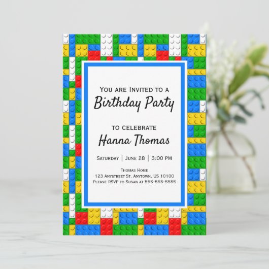 Bricks Construction Speelgoed Birthday Kaart (Staand voorkant)