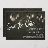 Bricks en Edison Lights Bewaar de datum w / Detail Save The Date (Voorkant / Achterkant)