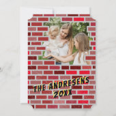 Bricks Masonry Stone Worker blokkeert kerstfoto Kaart (Achterkant)