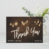 Bricks met  Edison-lampjes, industriële Vibe Bedankkaart (Staand voorkant)