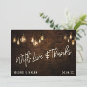 Bricks met  Edisonverlichting met liefde en Bedank Bedankkaart (Staand voorkant)