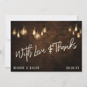 Bricks met  Edisonverlichting met liefde en Bedank Bedankkaart