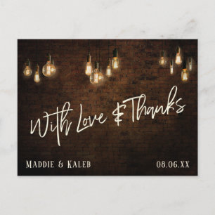 Bricks met Edisonverlichting met liefde en Bedank Briefkaart