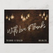 Bricks met  Edisonverlichting met liefde en Bedank Briefkaart (Voorkant)