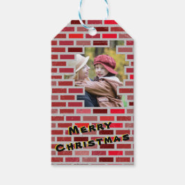 Bricks met kerstfoto's cadeaulabel
