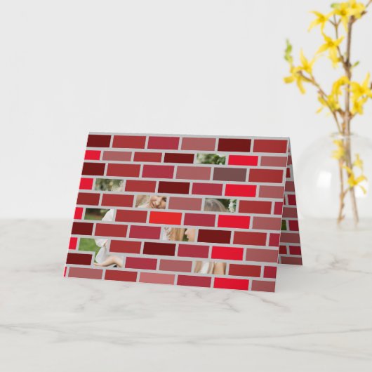 Bricks met kerstfoto's kaart (Gele Bloem)