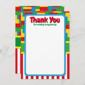 Bricks Party Baby shower bouwblok Birthday Bedankkaart (Voorkant / Achterkant)