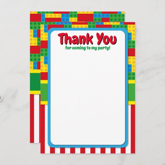 Bricks Party Baby shower bouwblok Birthday Bedankkaart (Voorkant / Achterkant)