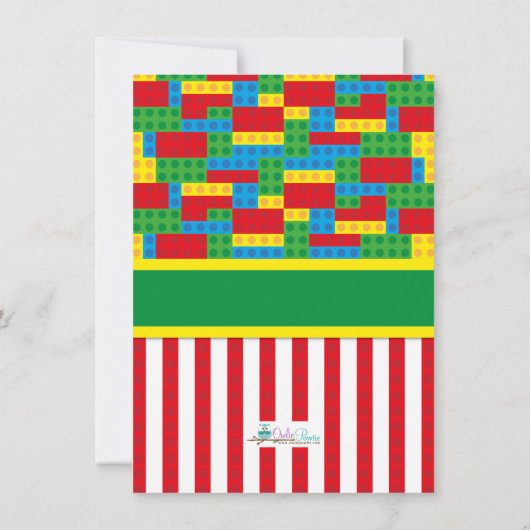 Bricks Party Baby shower bouwblok Birthday Bedankkaart (Achterkant)