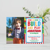 Bricks Party bouwsteen Birthday Kaart (Staand voorkant)