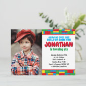 Bricks Party bouwsteen Birthday Kaart (Staand voorkant)