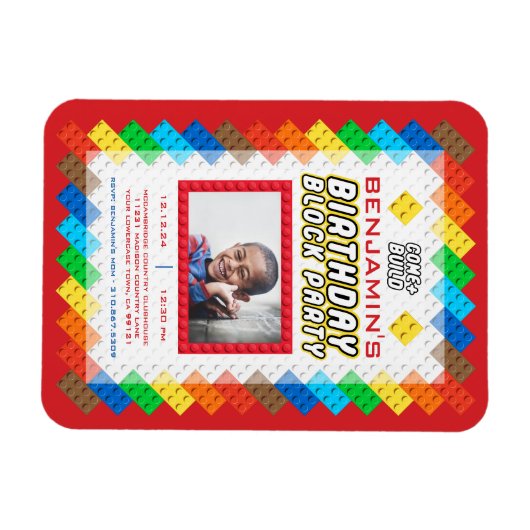 Bricks Speelgoed Birthday Invitation Magneet (Horizontaal)