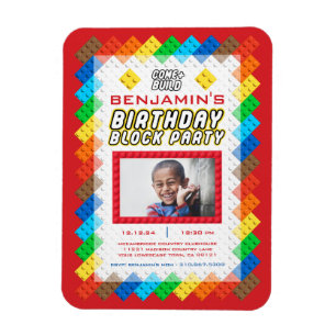 Bricks Speelgoed Birthday Invitation Magneet