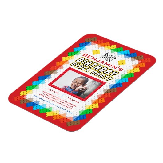 Bricks Speelgoed Birthday Invitation Magneet (Linkerzijde)