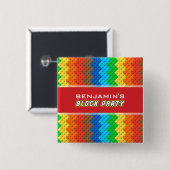 Bricks Speelgoed Building Construction Birthday Pa Vierkante Button 5,1 Cm (Voorkant /achterkant)