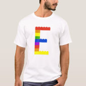Bricks Thema Letter E Monogram Naam Initiaal Press T-shirt (Voorkant)