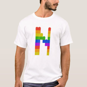 Bricks Thema Letter N Monogram Naam Initiaal Press T-shirt