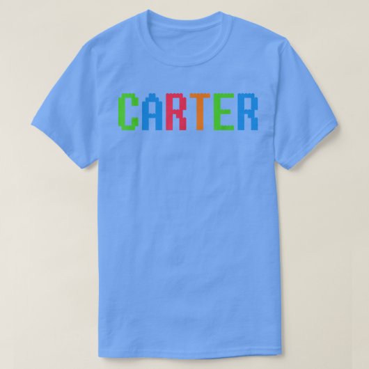 Bricks Theme CARTER Boys Name Custom Preschool Blo T-shirt (Design voorkant)